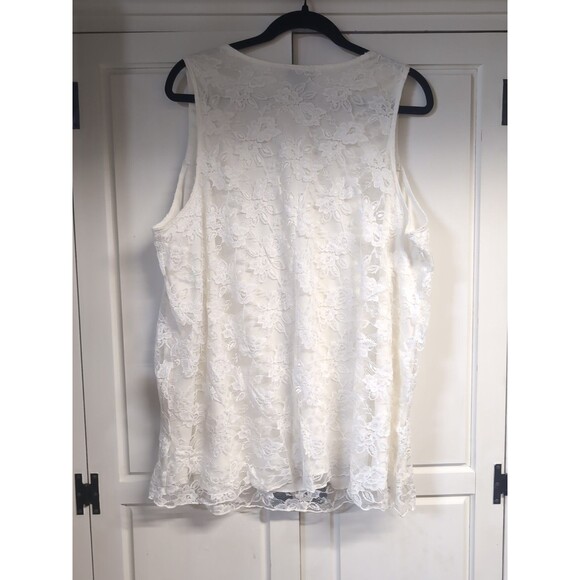 Lane Bryant Cream/White Lace Tank.  Collar Sequins. Size 26/28W - Picture 8 of 8